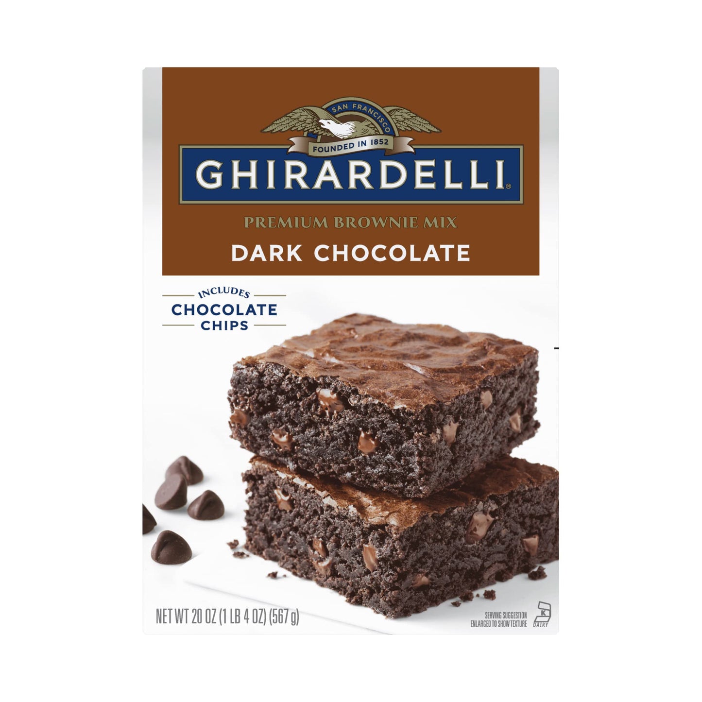 Ghirardelli Dark Chocolate Brownie Mix with Chocolate Chips, 20 oz Box