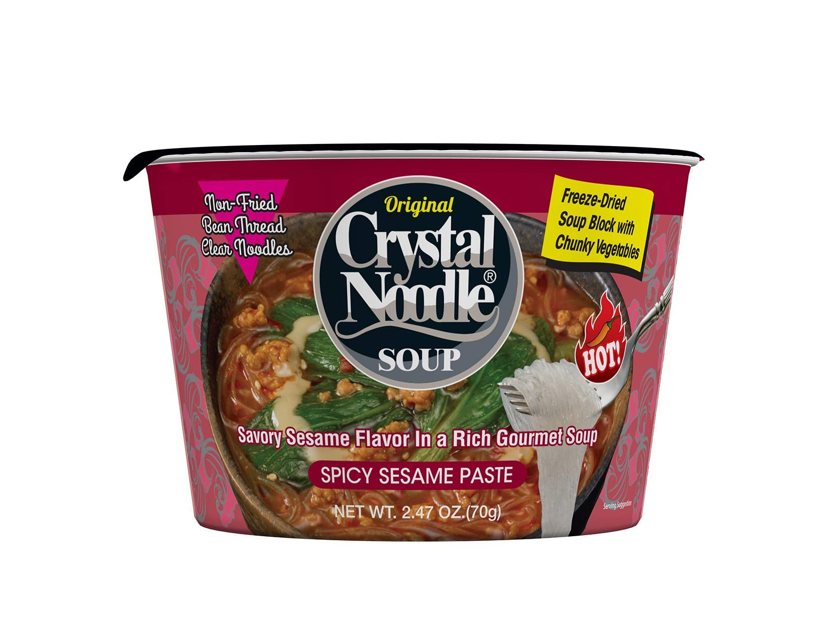 Crystal Noodle Spicy Sesame Paste, 2.47 oz Cup, Pack of 6, Red