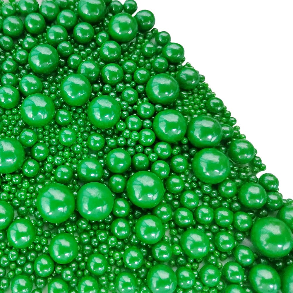Edible Christmas Green Sugar Pearls Candy Sprinkles 120G/ 4.23Ounce Baking Cake Sprinkles Cupcake and Cake Topper Cookie Decorat