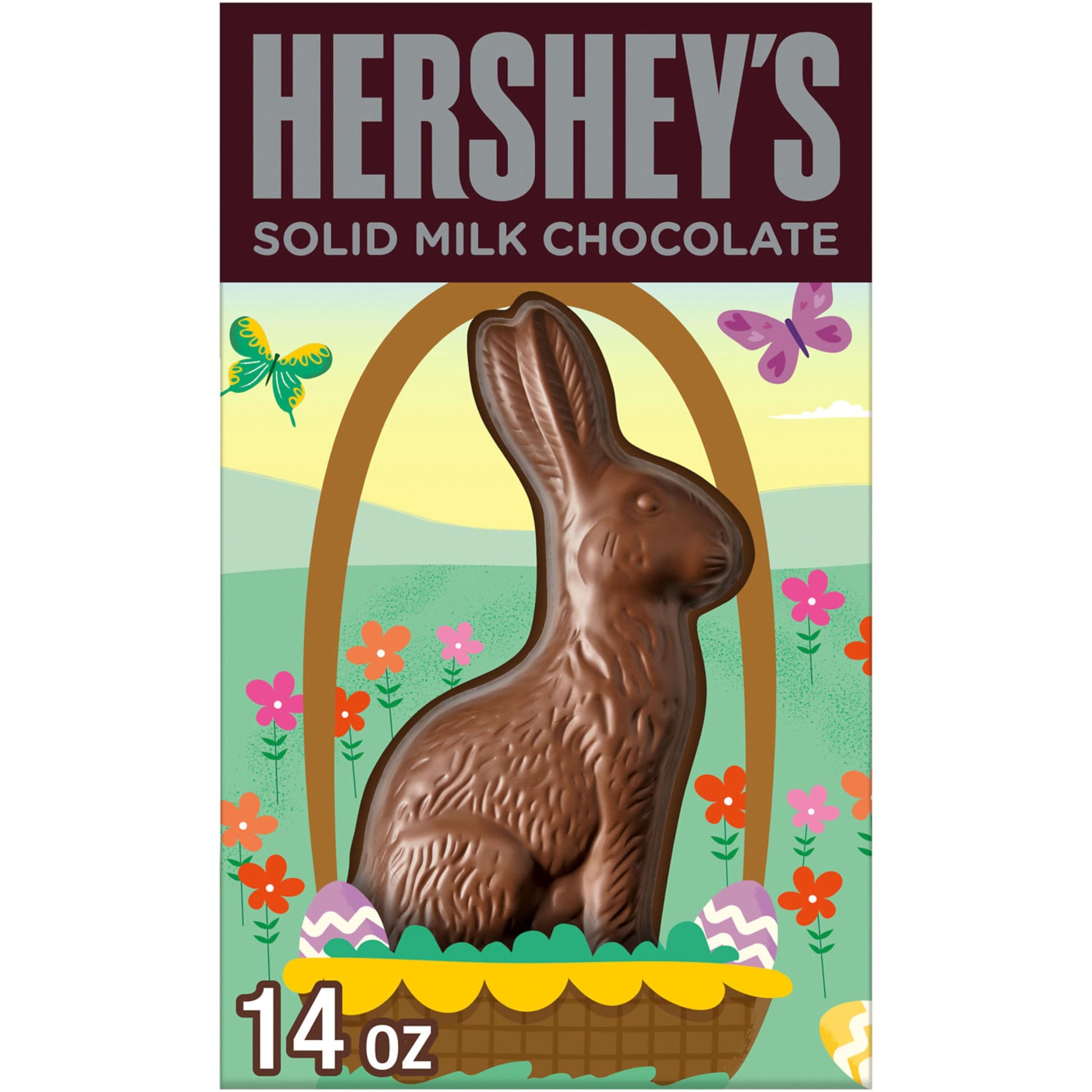 HERSHEYS Solid Milk Chocolate Bunny, Easter Candy Gift Box, 14 oz