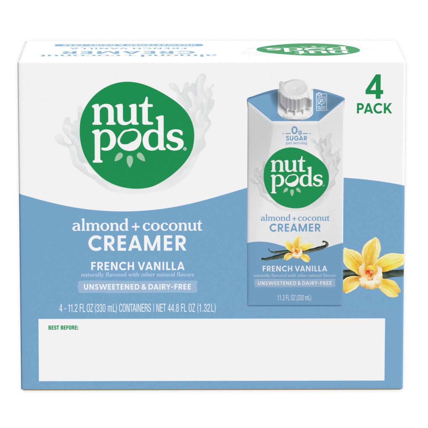 Nutpods French Vanilla Creamer - Unsweetened Non Dairy Made From Almonds And Coconuts - Keto Creamer, Whole30, Gluten Free, Non-Gmo, Vegan, Sugar Free, Kosher (4-Pack)