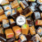 LYZAS SWEETS & TREATS Caramel Cubes Candy Mix - Assorted Creamy Chews, 5 LBS, Individually Wrapped, Vanilla, Chocolate, Apple, Strawberry