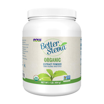 Now Foods Betterstevia Organic Zero-Calorie Extract Powder, Keto Friendly, Suitable For Diabetics, No Erythritol, 1 Pound