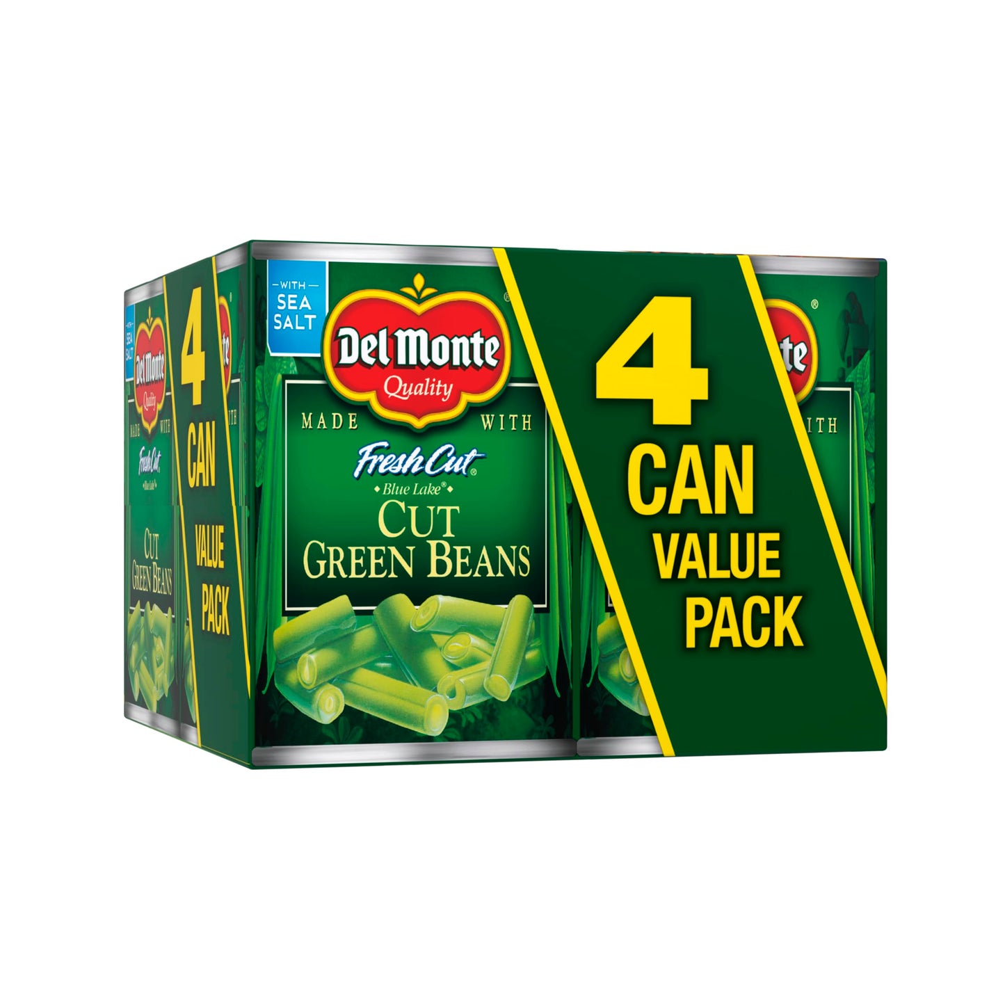 Del Monte FRESH CUT BLUE LAKE Mixed Cut Green Beans, Canned Vegetables, 14.5 Ounce (Pack of 4), 2002160