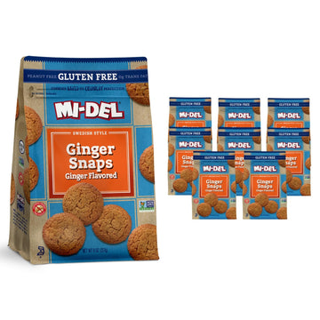 Mi-Del Ginger Snaps Cookies Flavor - Non GMO Certified, 0g Trans Fat Gluten Free Cookies (Pack of 8)