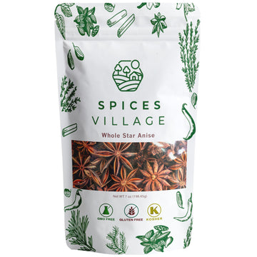 Spices Village Whole Star Anise, 7 oz, Star Anise Pods for Tea, Cooking and Baking, Kosher, Natural and Non GMO