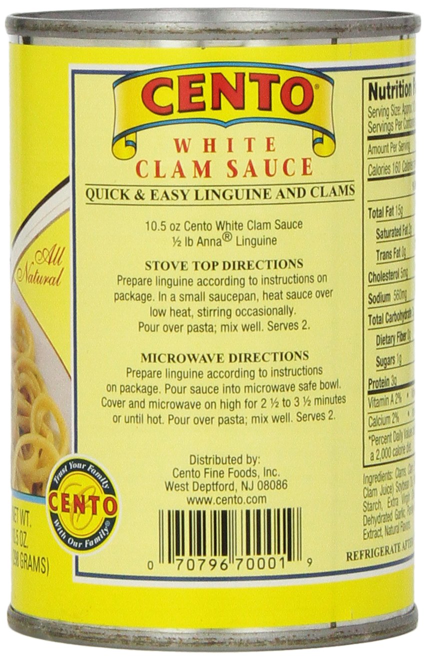 Cento - White Clam Sauce, (6)- 10.5 Oz. Cans