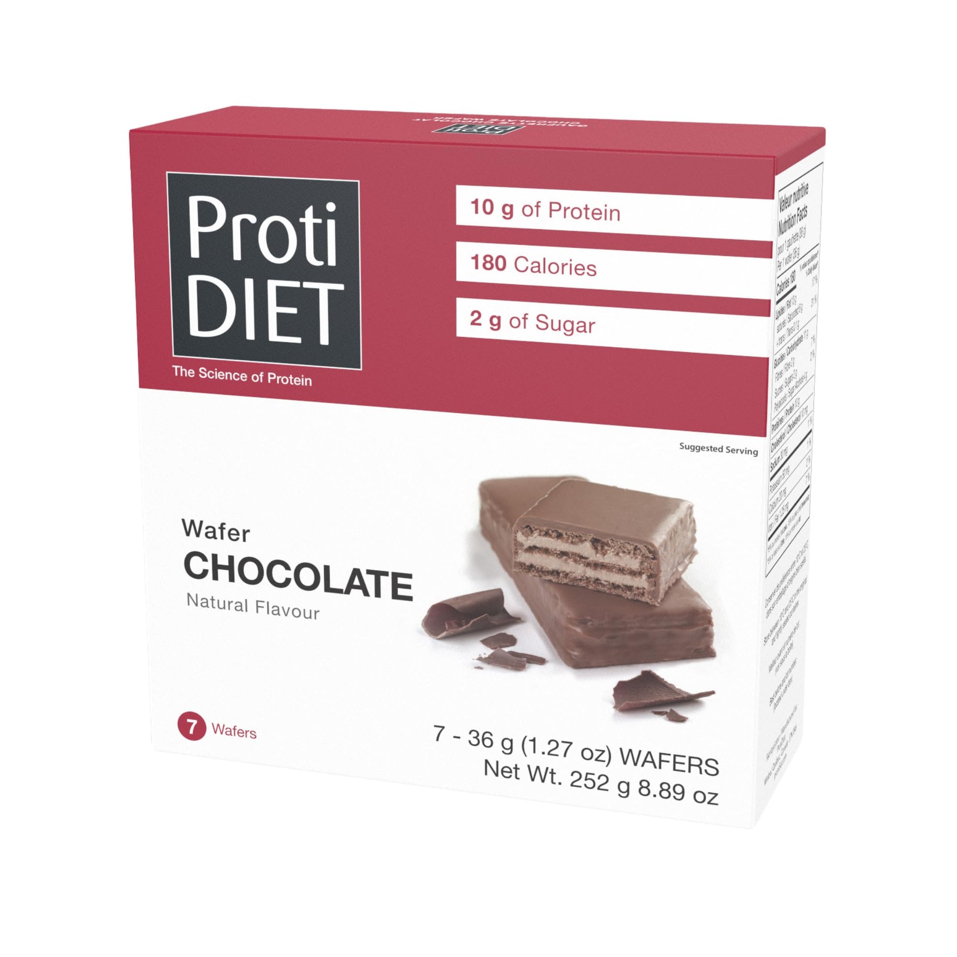 Protidiet Chocolate Protein Wafer Bars - High-Protein Low Sugar Snacks  No Trans Fat Energizing Nutrient-Rich Chocolate Wafers  Perfect On The Go Nutritional Snack - 7 Protein Wafers Per Box