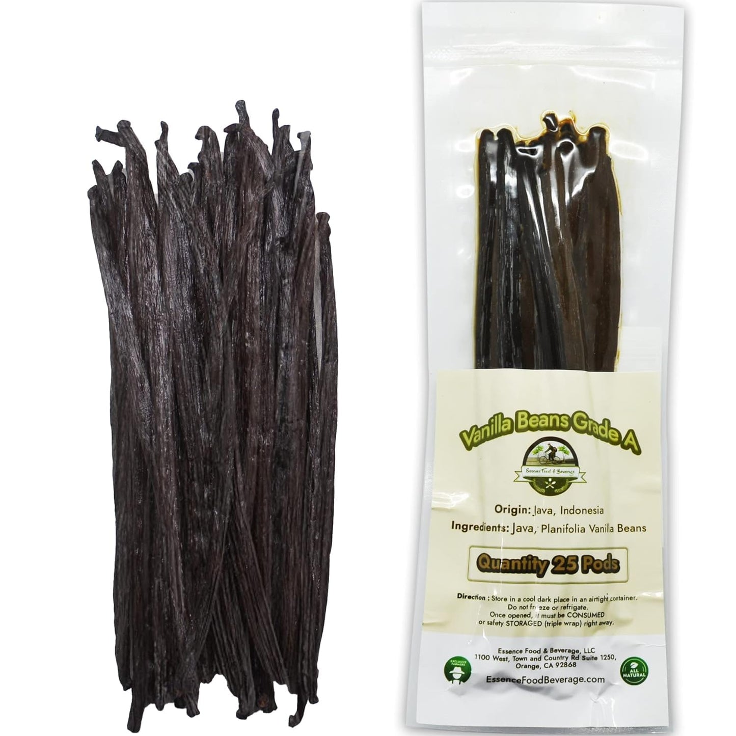 25 Vanilla Beans For Making Vanilla Extract Grade A - Non-Gmo Planifolia Vanilla Beans Bulk, 6-8 Inches Vanilla Beans For Making