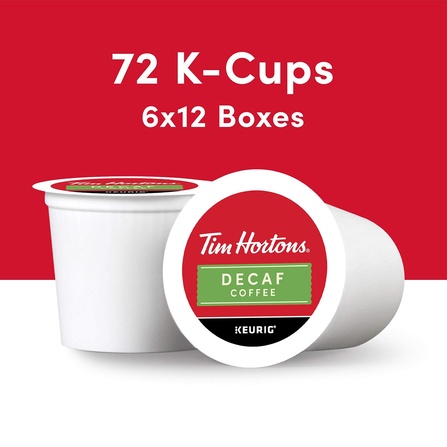 Tim Hortons Decaf Medium Roast Coffee K-Cup Pods 12 Count Pack of 6 Red