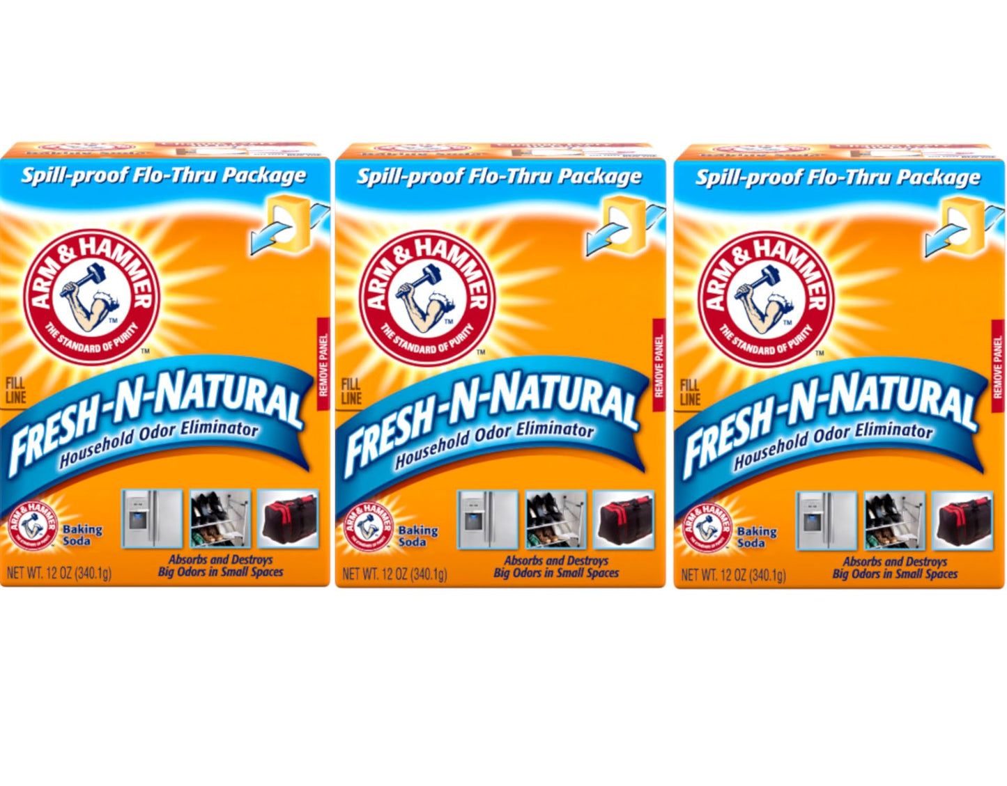 Arm & Hammer Baking Soda Fresh-n-Natural Odor Eliminator, 12 oz (Pack of 3)