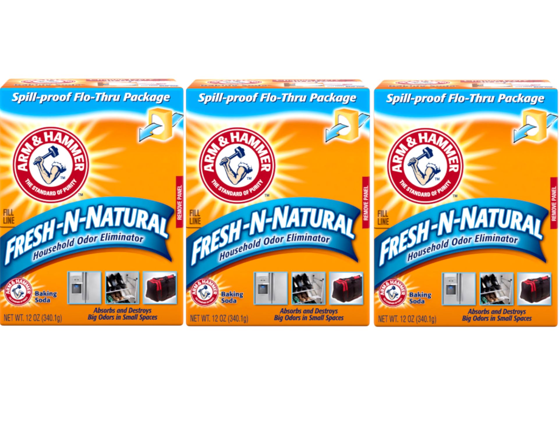 Arm & Hammer Baking Soda Fresh-n-Natural Odor Eliminator, 12 oz (Pack of 3)