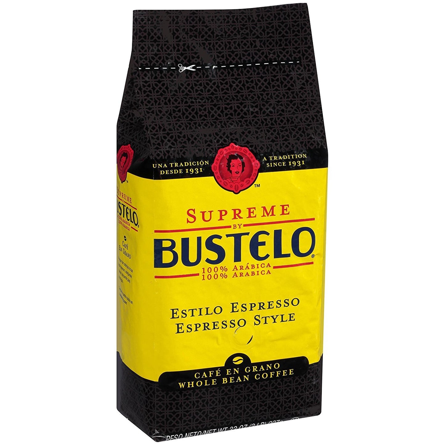 Supreme By Bustelo Whole Bean Espresso Style Coffee, 32 Ounces, 4 Count