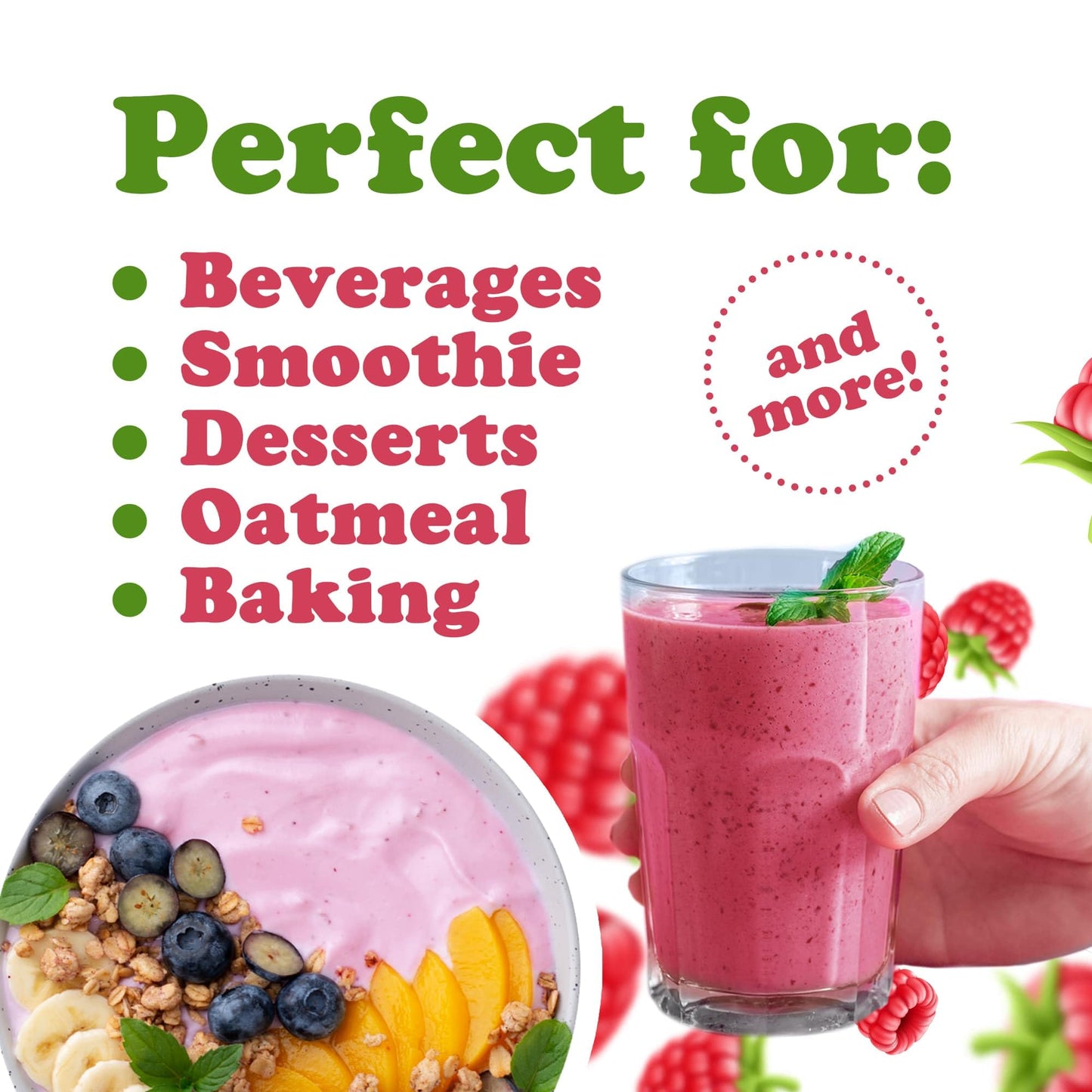 Food to Live Organic Raspberry Powder, 8 Pounds - Non-GMO, Raw, Vegan Superfood, Bulk, Rich in Essential Amino, Fatty Acids, & M