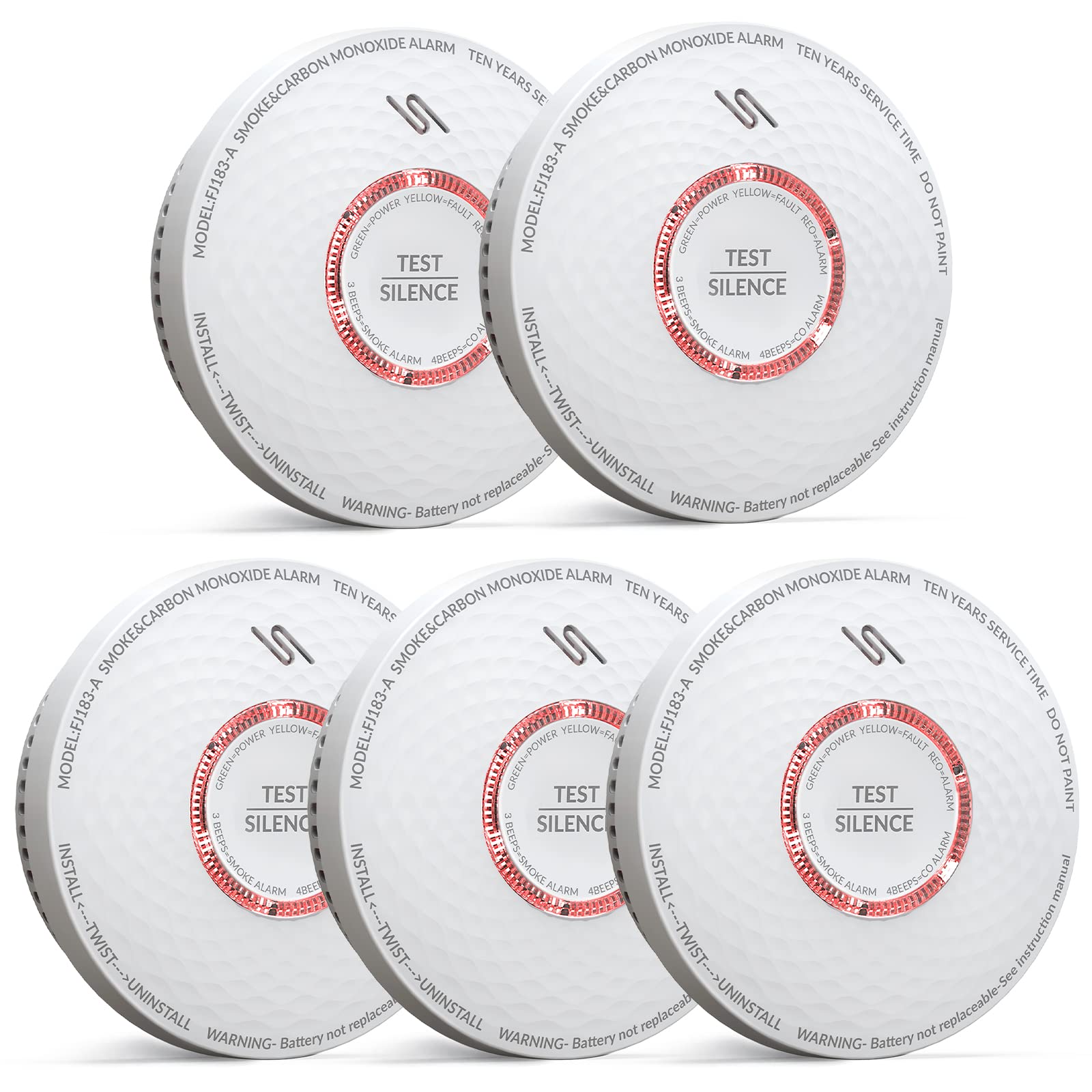 Jemay Smoke And Carbon Monoxide Detector, 10 Year Battery Operated Smoke Detector Carbon Monoxide Detector Combo, Dual Sensor Sm