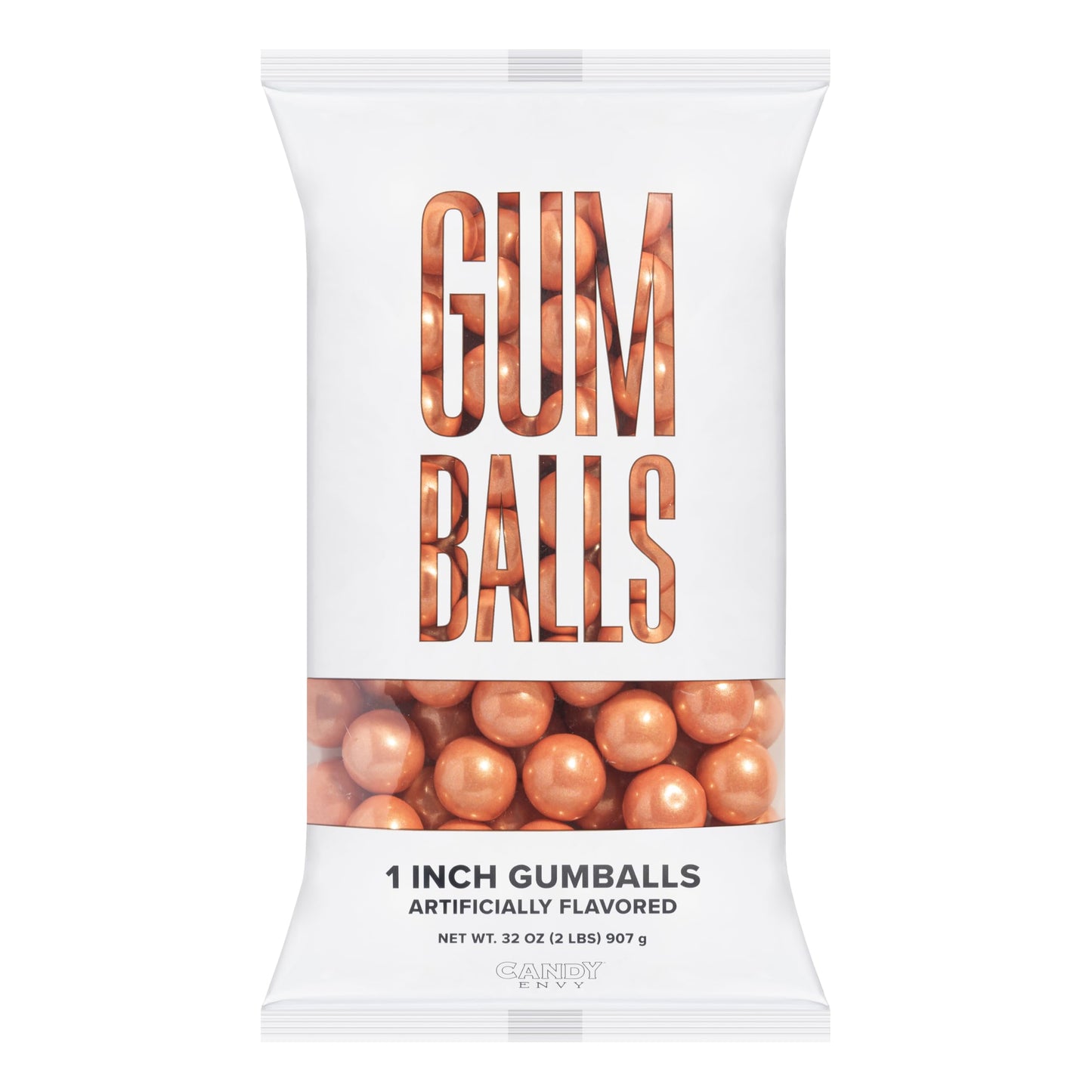 Candy Envy - Shimmer Rose Gold 1 Inch Gumballs - 2Lb Bag - Approximately 113 Gumballs Per Bag - North American Made & Kosher Cer