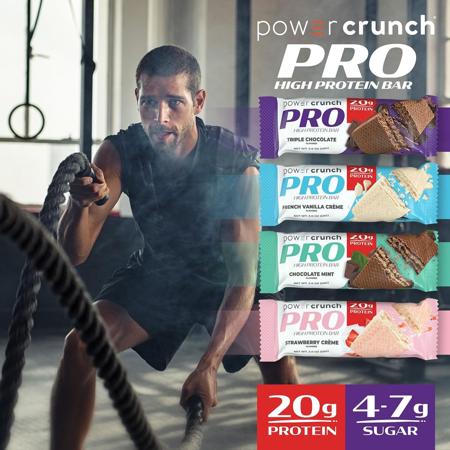 Power Crunch PRO Protein Wafer Bars, Variety Pack, in 4 Flavors 2.0 Ounce Bars (16 Count). High Protein
