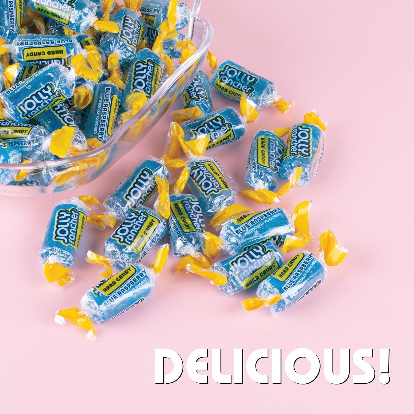 Jolly Ranchers Hard Candy Blue Raspberry - 1.5 lb Fruit Flavored Made with Real Juice for Halloween Candy - Gluten Free Hard Can