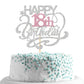 Monmon & Craft Happy18Th Birthday Cake Topper/Cheers To 18 Years/Girls 18Th Birthday Party Decor Supplies - Silver & Pink Glitte