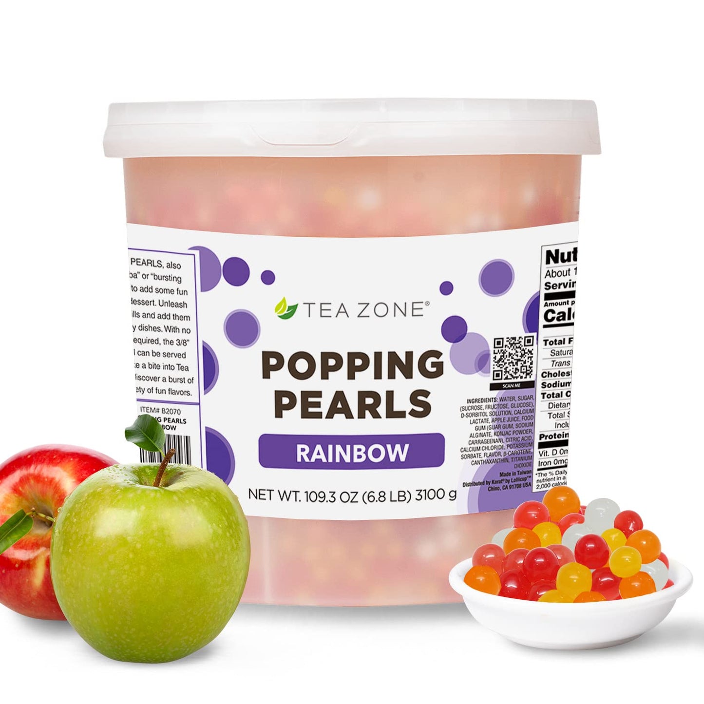 Tea Zone [7 Pounds] Rainbow Popping Pearls for Boba Tea Beverages, Sweets, Ice Cream Topping | B2070