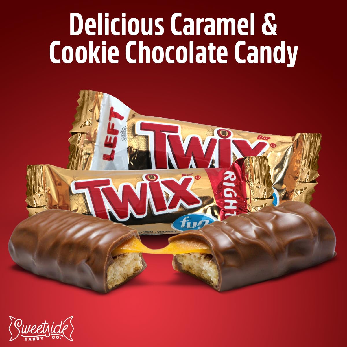 Twix Fun Size Candy Bars Left and Right  2lb Pack of Bulk Chocolate Candy Individually Wrapped  Ideal Caramel Chocolate for Sharing with Friends  Perfect Twix Mini Candy Bars for Parties and Events