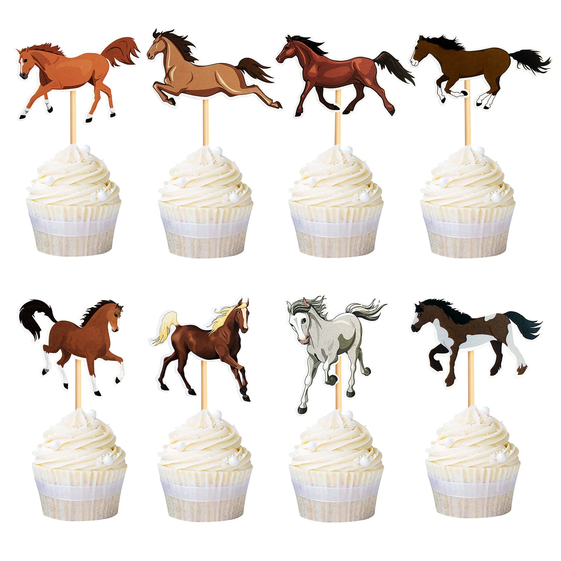 Ercadio 48 Pack Horse Cupcake Toppers Horse Racing Cupcake Picks Equestrian Race Theme Baby Shower Birthday Party Cake Decoratio