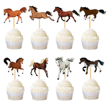 Ercadio 48 Pack Horse Cupcake Toppers Horse Racing Cupcake Picks Equestrian Race Theme Baby Shower Birthday Party Cake Decoratio