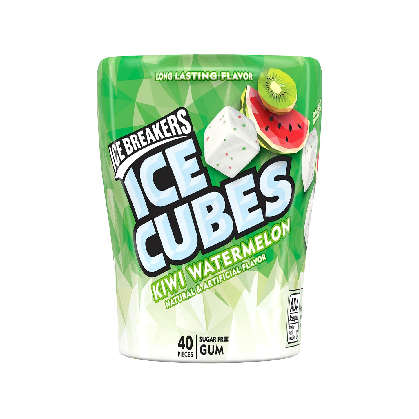 ICE BREAKERS Ice Cubes Kiwi Watermelon Sugar Free Chewing Gum Bottles, 3.24 oz (6 Count, 40 Pieces)