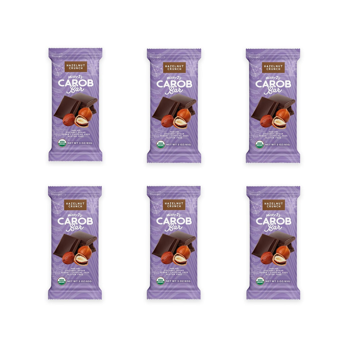 Missy Js Organic Carob Bars, Vegan, Gluten-Free, 3 Oz (6 Pack)