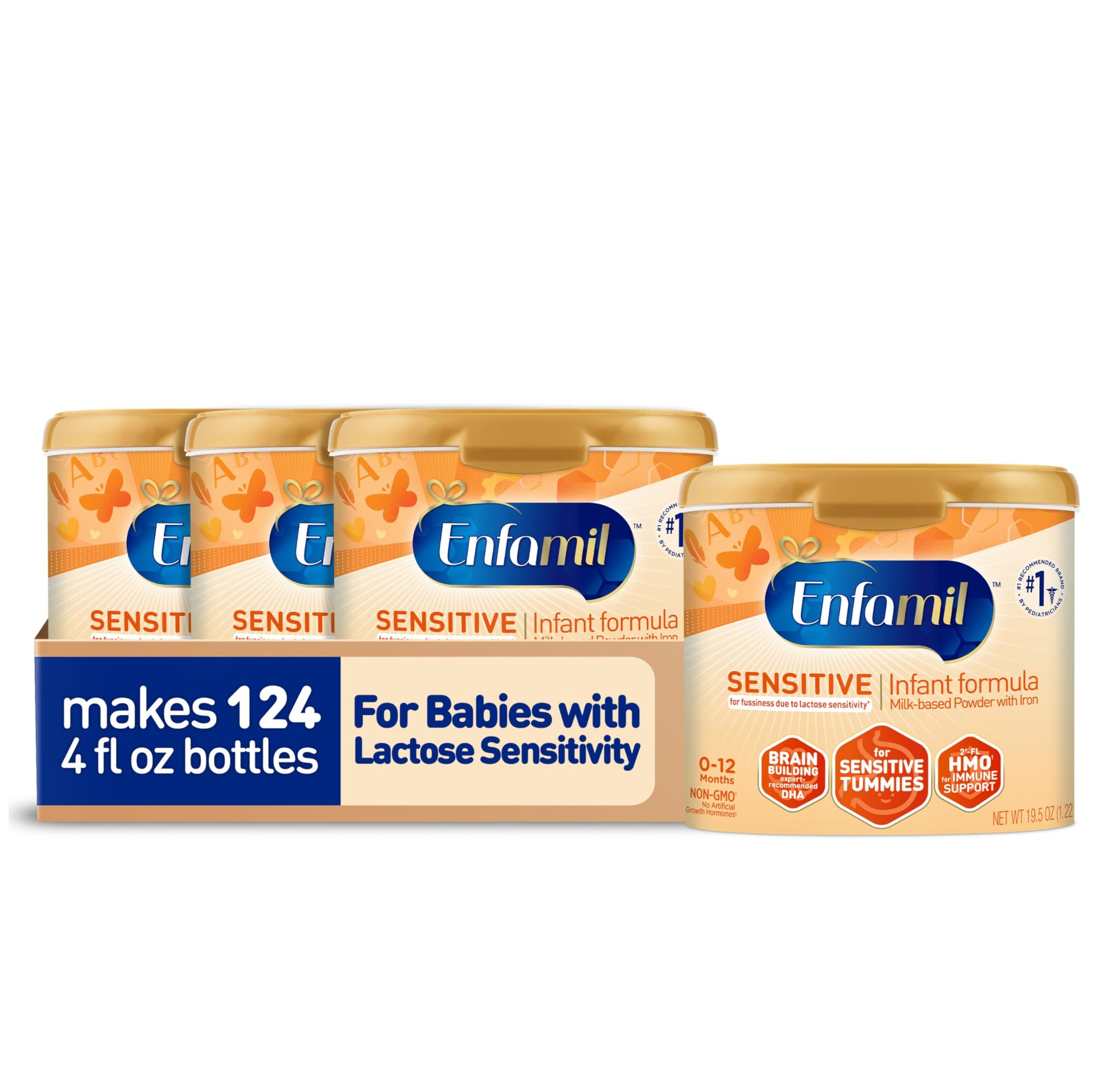 Enfamil Sensitive Baby Formula with DHA, Iron & Prebiotics to help support Brain & Immune Support. Lactose Sensitivity Infant Fo