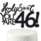 Happy 46Th Birthday Cake Topper 46 Birthday Cake Toppers-Black Glitter, Funny 46Th Cake Topper For Men,46 Cake Topper For Women,