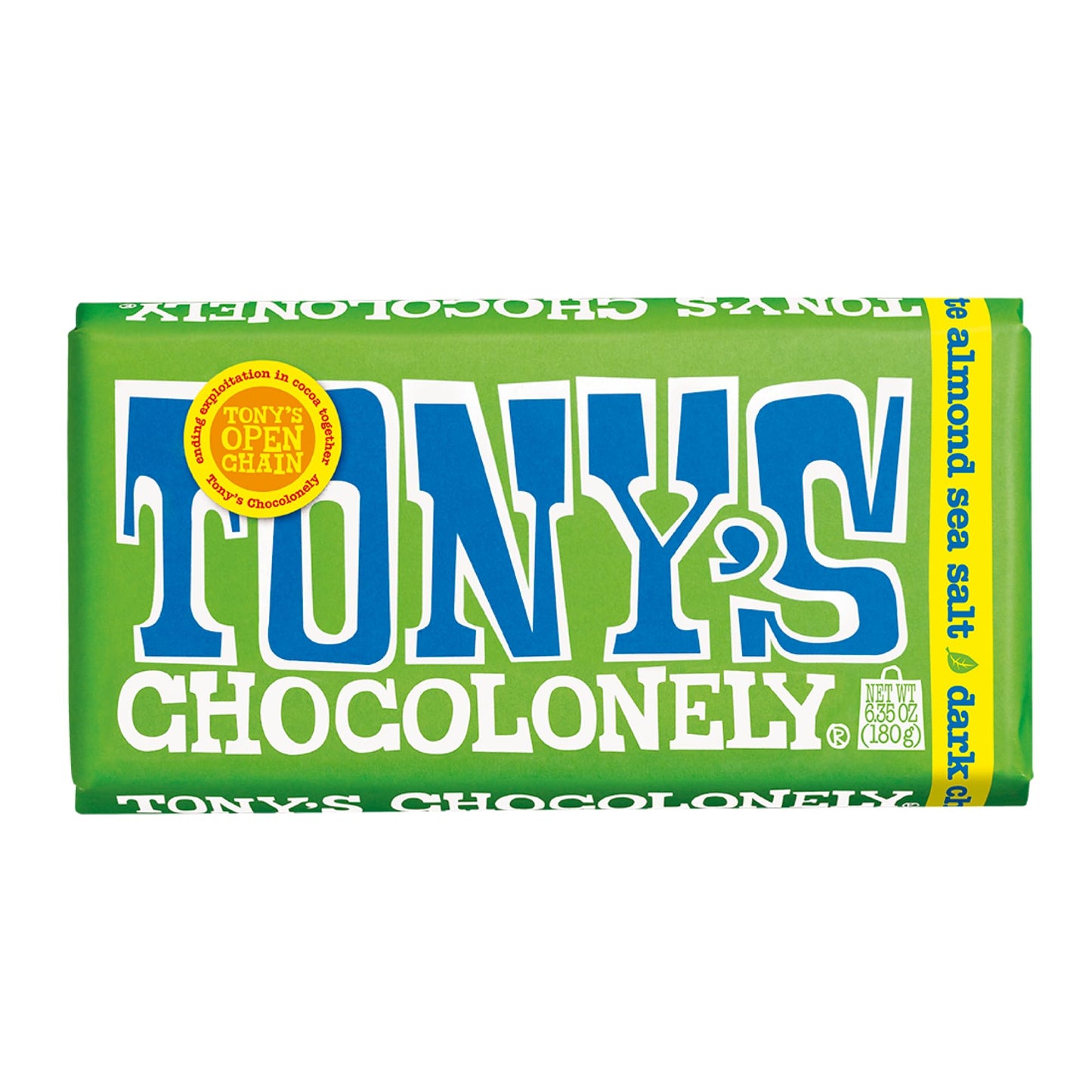 Tonys Chocolonely - 51% Dark Chocolate Bar with Almonds and Sea Salt - Belgium Chocolate, No Artificial Flavoring, Fairtrade & 