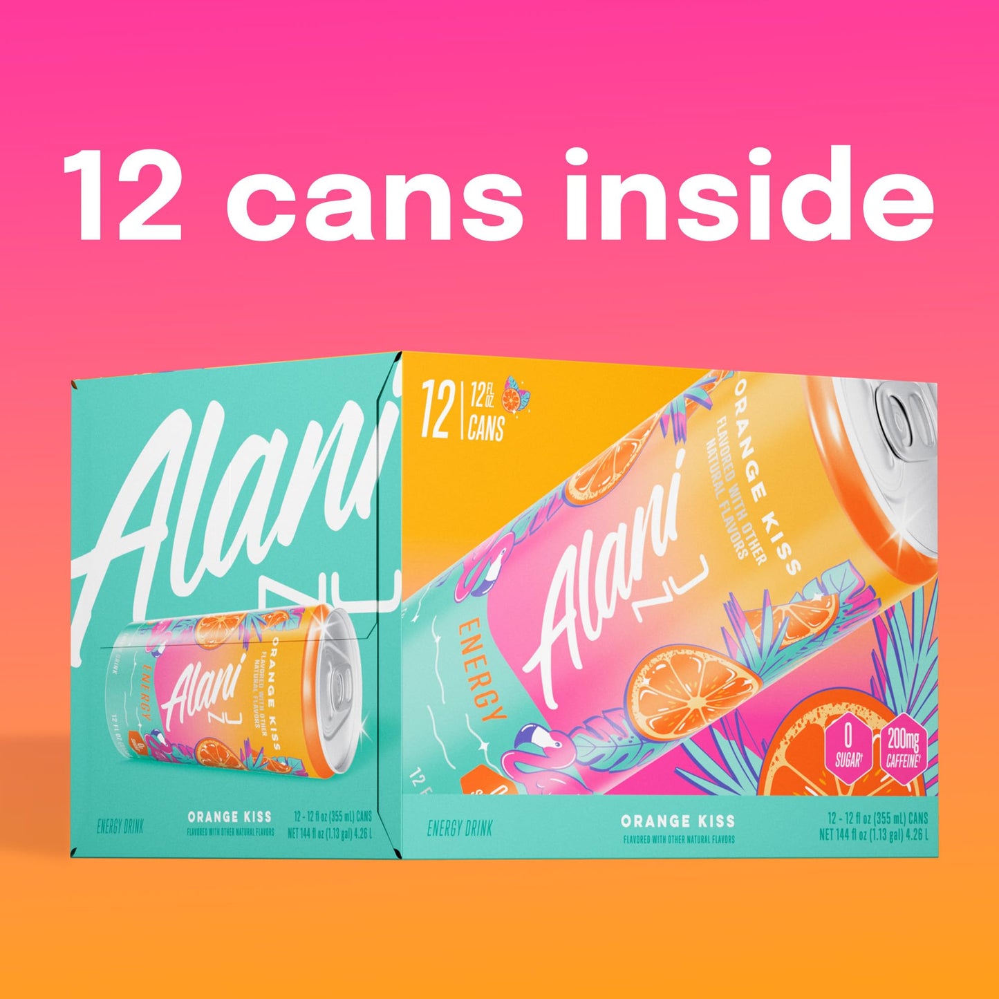 Alani Nu Energy Drinks, Sugar Free, 200mg Caffeine, 12 Fl Oz Cans, Pack of 12