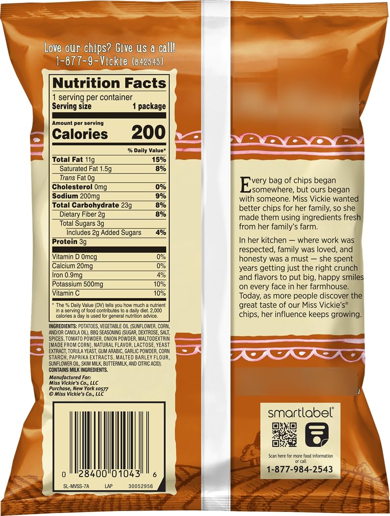 Smokehouse Bbq Kettle Cooked Potato Chips, 1.375 Ounce Bags (Pack Of 8)