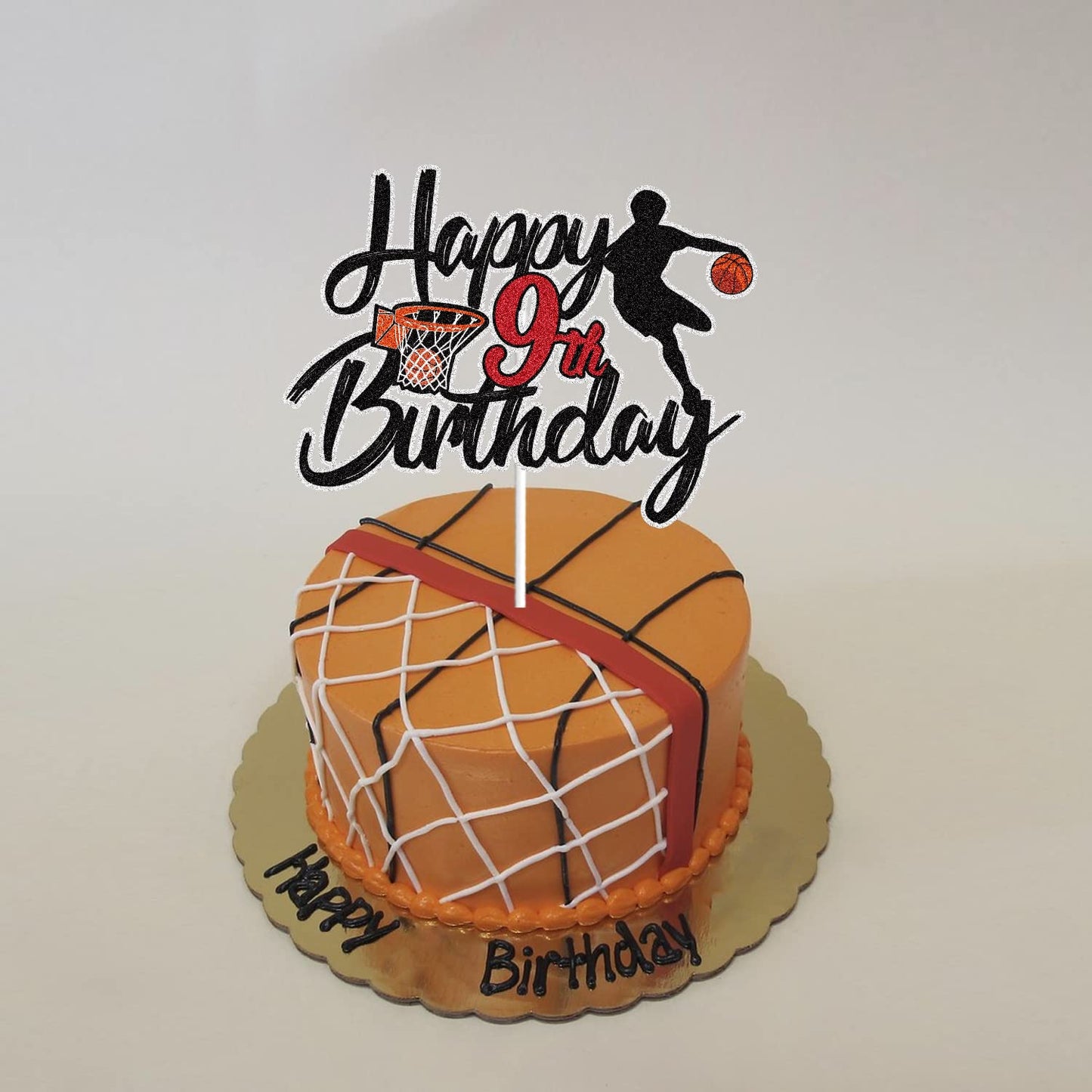 Basketball Happy 9Th Birthday Cake Topper 9 Nine Years Old Basketball Player Scene Cake Decoration Sport Theme Ninth Birthday Pa
