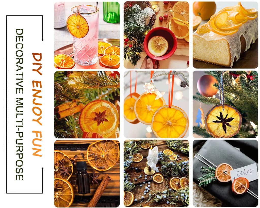 Duwen Dehydrated Orange Slices, Sugar Free, 10.58oz / 300g, Natural Fruit for Cocktails and Crafts