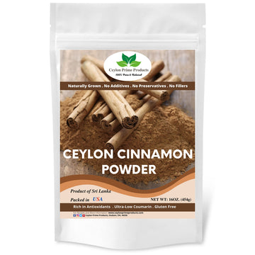 Ceylon Prime Products Ceylon Cinnamon Powder, 100% Pure, Freshly Ground, 16oz Resealable Bag, Imported from Sri Lanka
