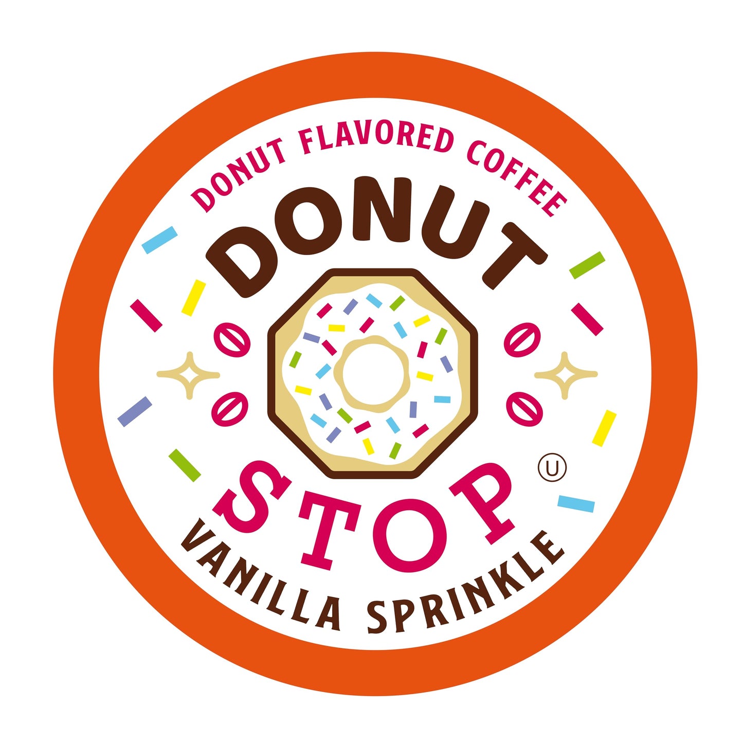 Donut Stop Vanilla Sprinkle Coffee Pods, Medium Roast, 40 Count, Compatible with 2.0 K-Cup Brewers, Kosher Certified