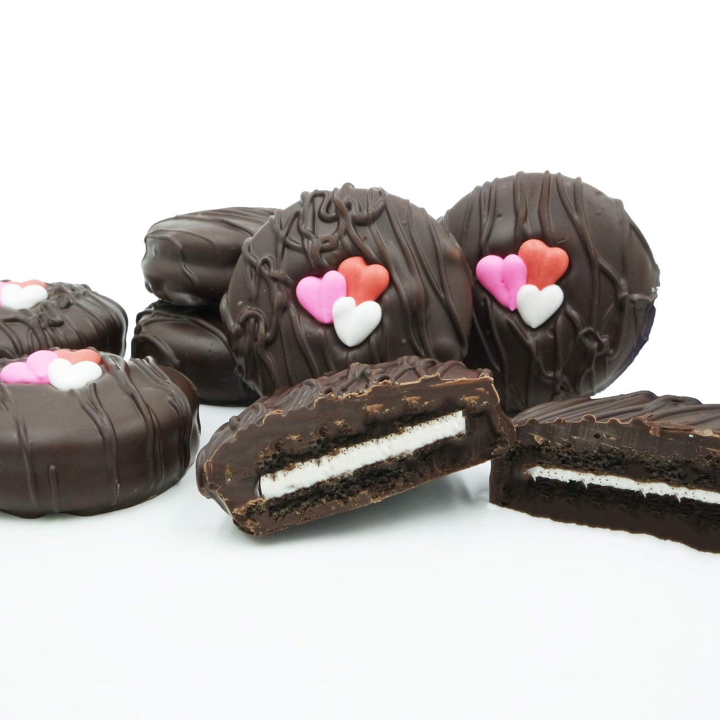 Philadelphia Candies Dark Chocolate Covered Creme Filled Sandwich Cookies, Valentines Day Gift 8 Ounce