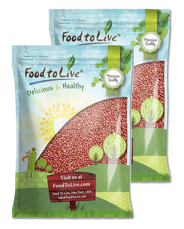 Food to Live - Adzuki Beans, 25 Pounds Whole Dried Azuki Beans (Red Mung Beans), Raw, Vegan, Kosher, Sproutable, Bulk. Rich in M