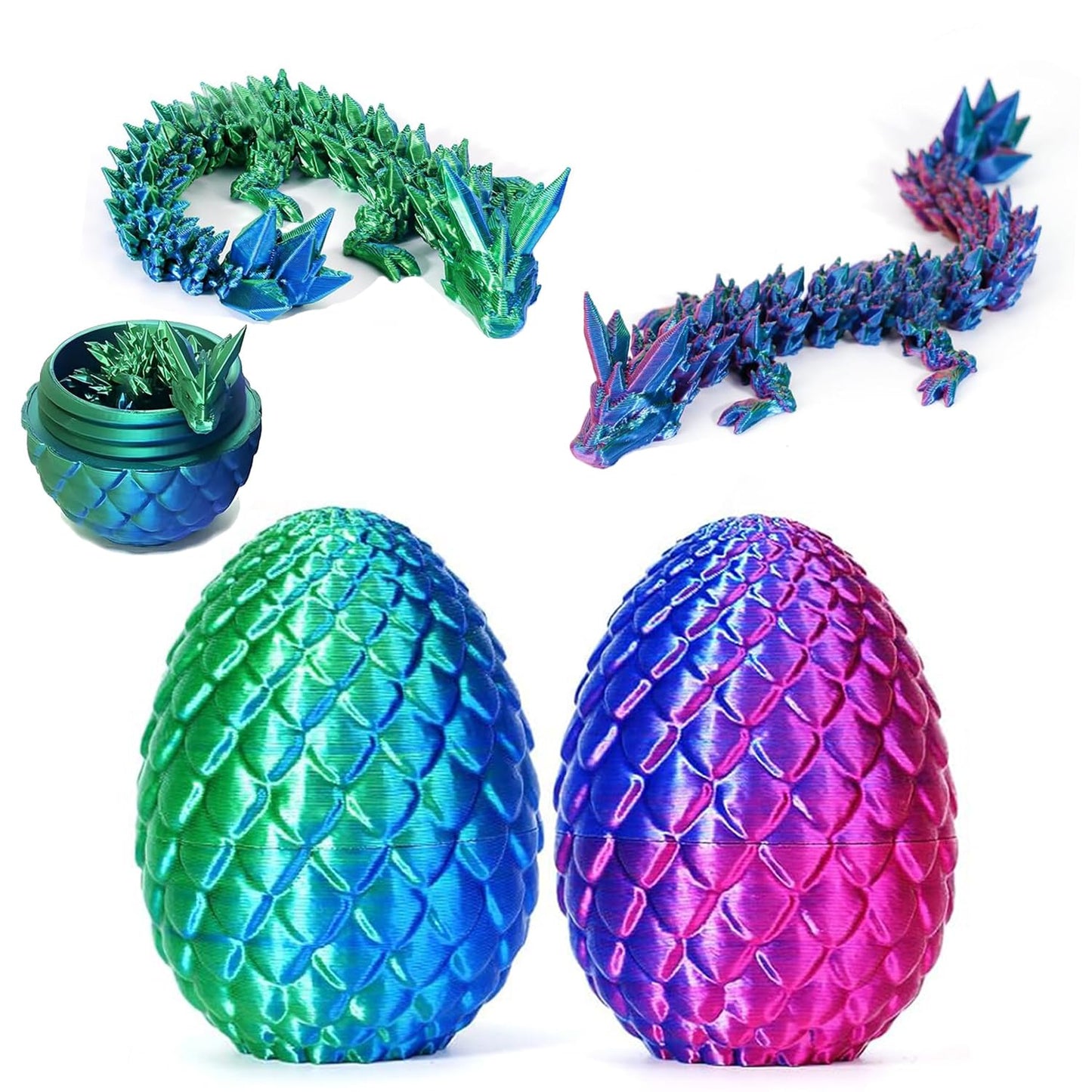 noxozoqm 3D Printed Easter Dragon Egg - Prefilled Basket Stuffers, Green+Purple, Model Huoothueryy-99