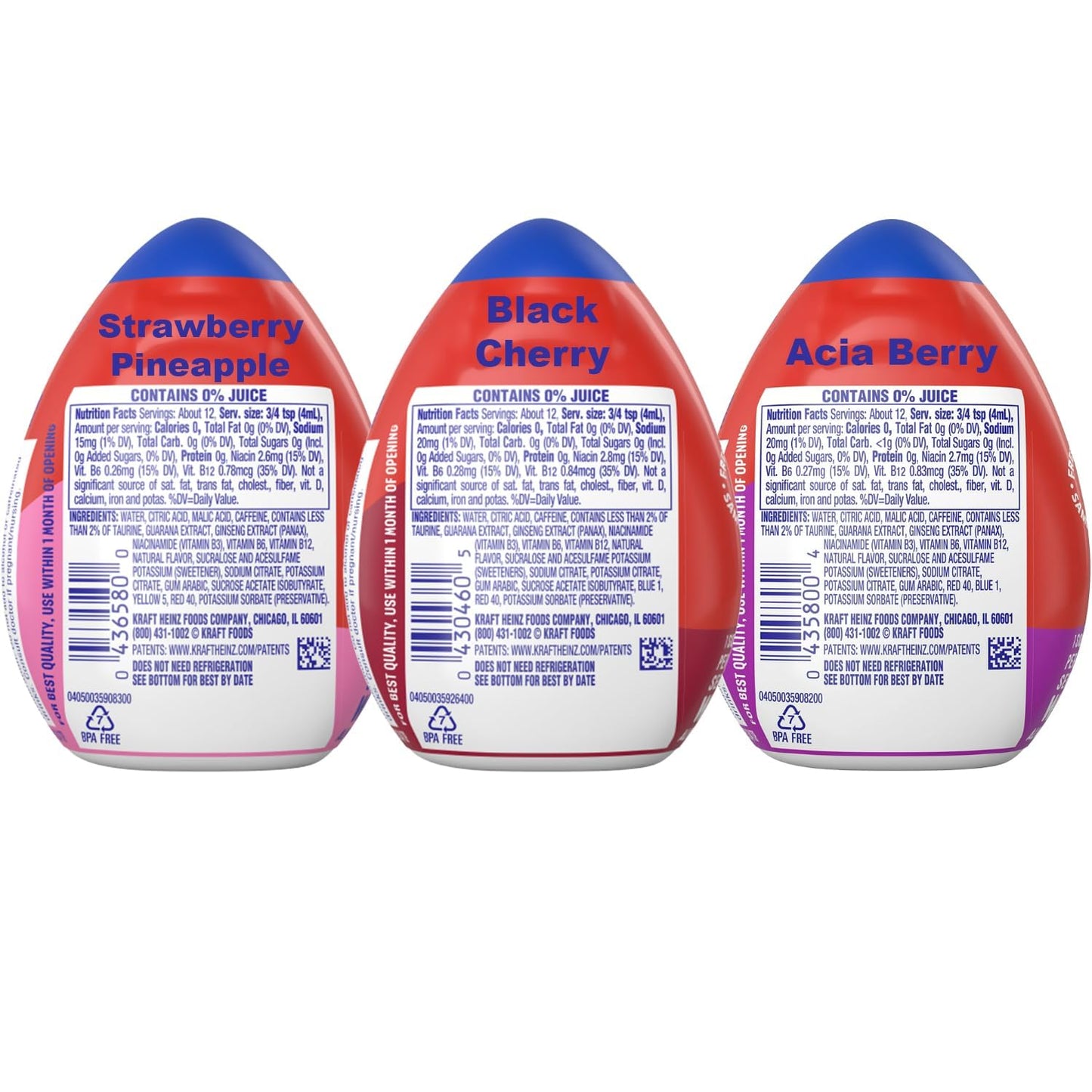 Mio Energy Water Enhancer Variety Pack, 3 Flavors, 2.16 Fl Oz (Pack of 3), Zero Sugar, with Caffeine and B-Vitamins