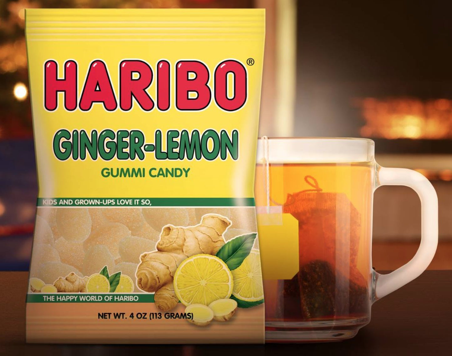 Haribo Gummi Candy, Ginger-Lemon Gummy Candy, 5 Ounce Share Size Bags (Pack Of 12) Delicious Soft & Chewy Sweet Snacks, Zesty Lemon & Warm Ginger Flavor
