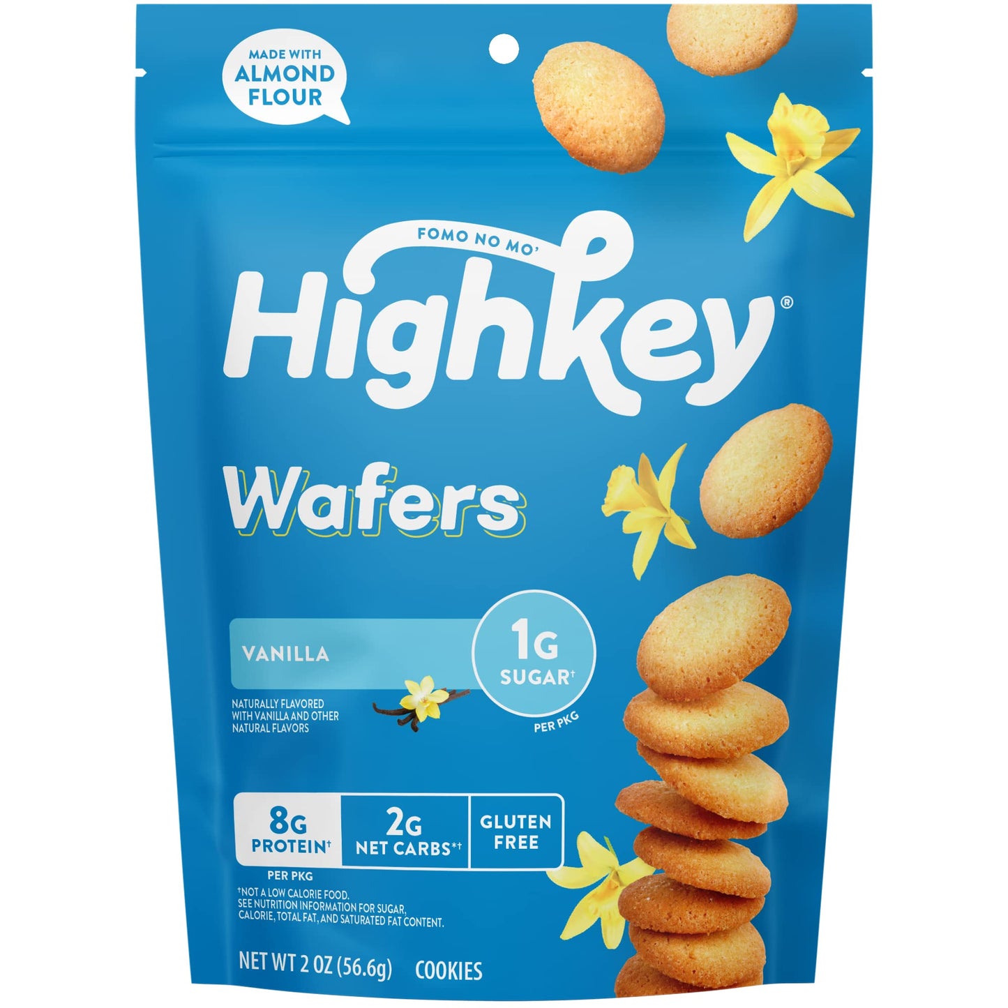 Highkey Gluten Free Vanilla Wafer Cookies - 6Pack Low Carb Keto Snack Sugar Free Dessert Diabetic Snacks Healthy Diet Friendly F
