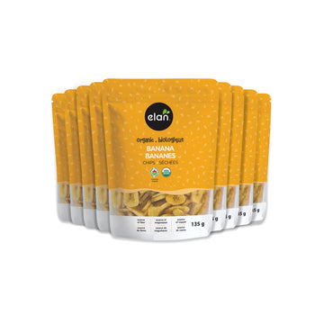 Elan Organic Banana Chips, Non-GMO, Vegan, Gluten-Free, Kosher, Sweetened with Organic Sugar, Crunchy Snacks, Sweet Snacks, 8 pa