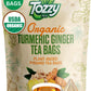 Tozzy Usda Organic Turmeric Ginger Tea - 100 Count (Pyramid Tea Bags) | Pure Plant-Based Ingredients | Eco-Conscious Packaging