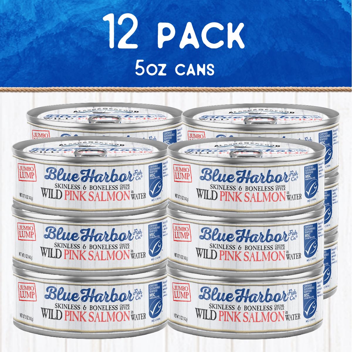 Blue Harbor Fish Co. Wild Pink Salmon In Water With Sea Salt - 5 Oz Can (Pack Of 12)