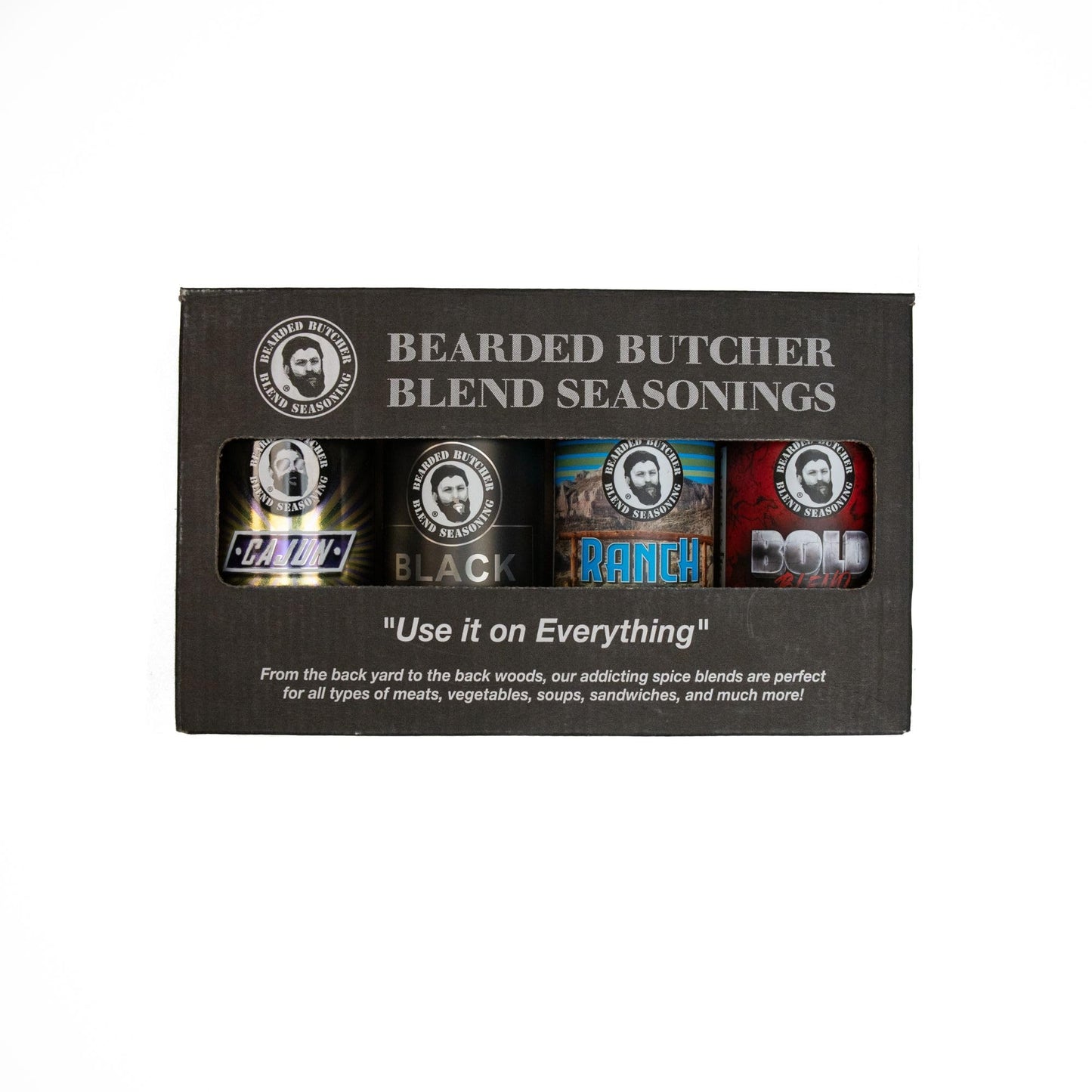 Bearded Butchers 4-Pack Seasoning Bundle, Includes Cajun, Bold, Ranch, and Black Blends - Get as a Gift or Use for Any Cooking O