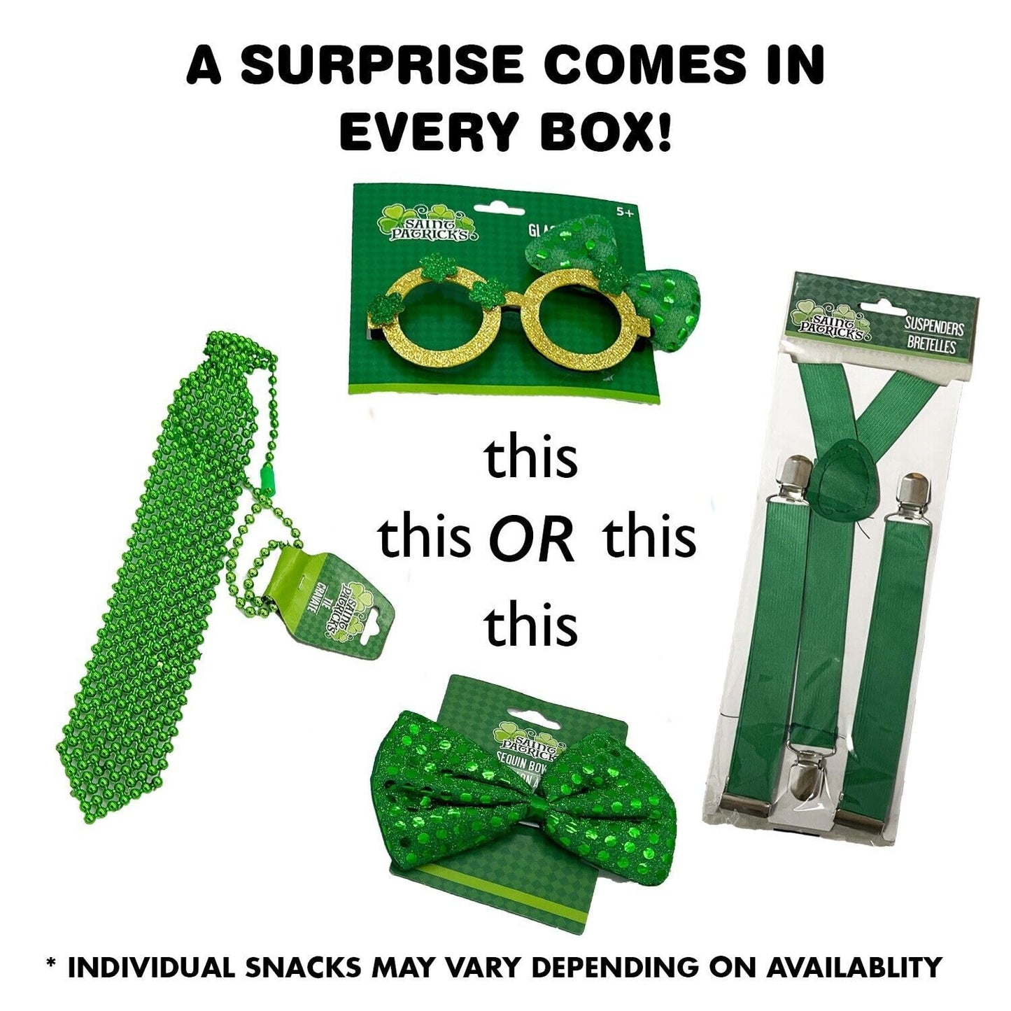 St Patricks Day Variety Pack Gift Basket Care Package, Candy, Chips Lucky Irish Themed Gift Box