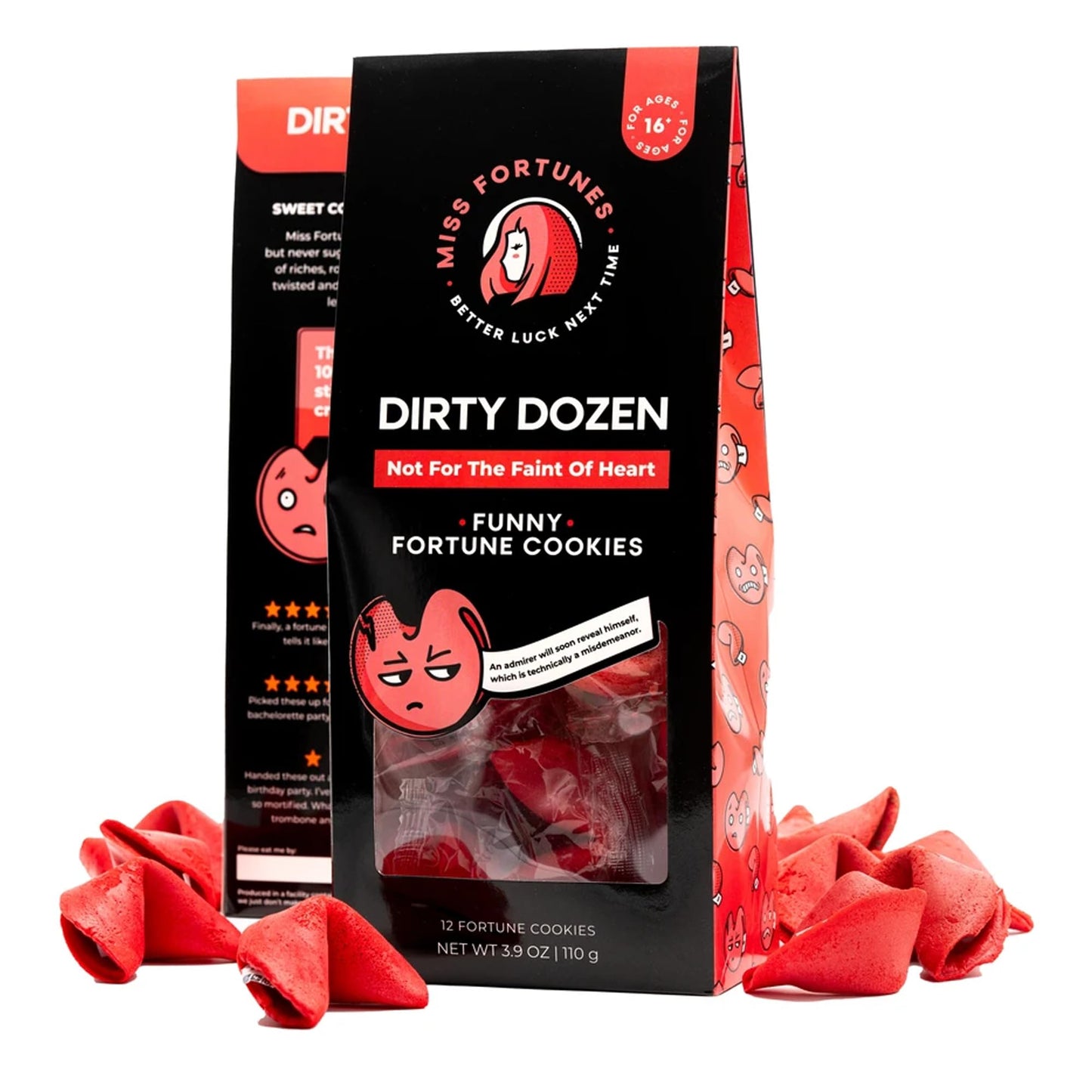 MISS FORTUNES Funny Fortune Cookies - Dirty Dozen, 12 Individually Wrapped Cookies for Date Night and Bachelorette Parties
